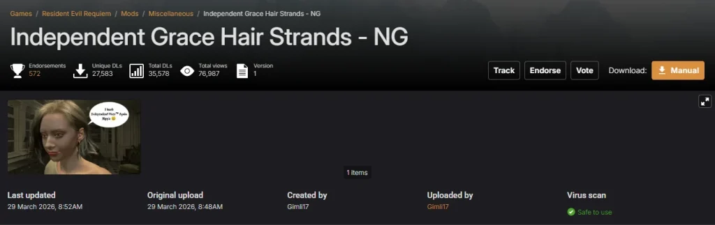 Independent hair strands mod preview